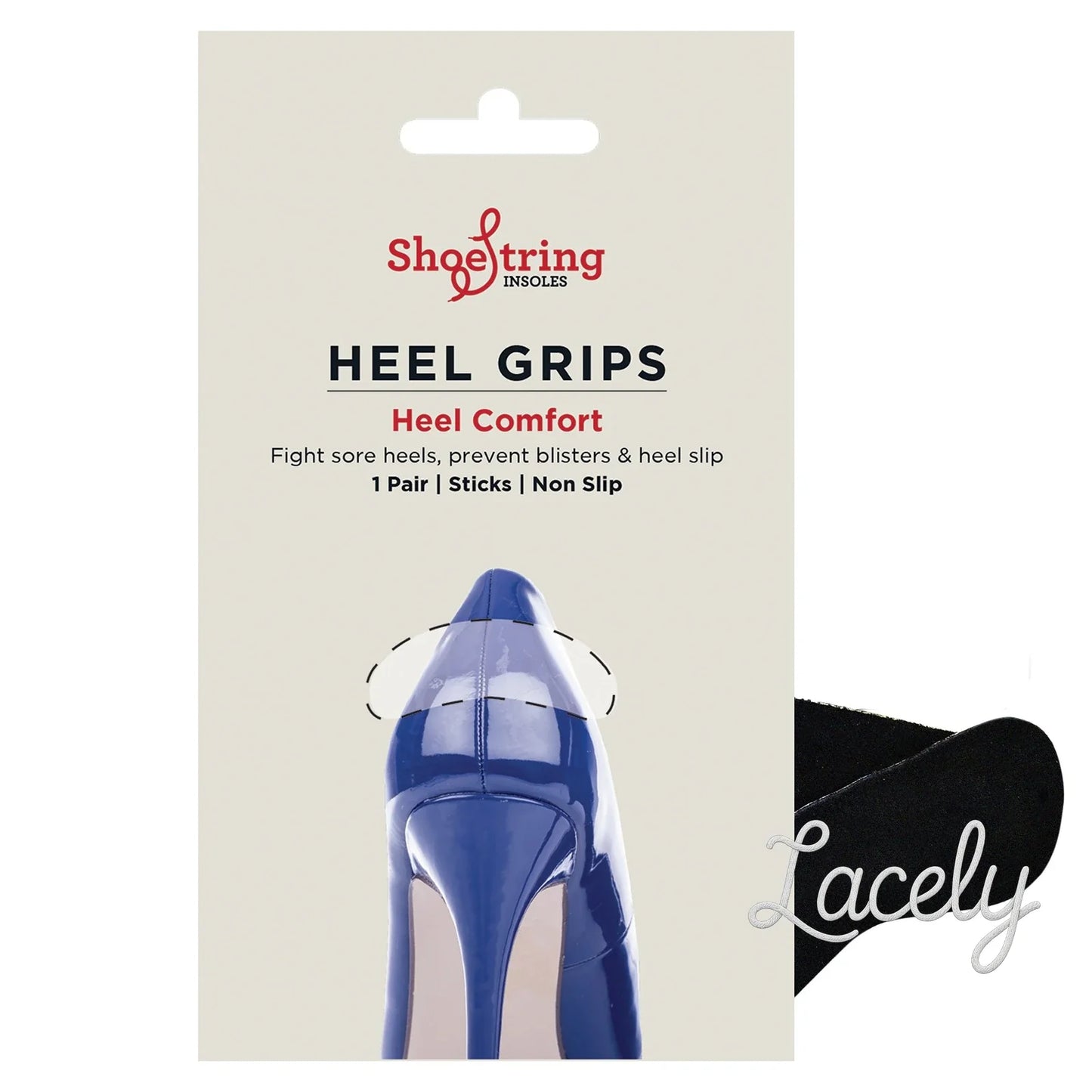 Shoe String Black Heel grips Pair
