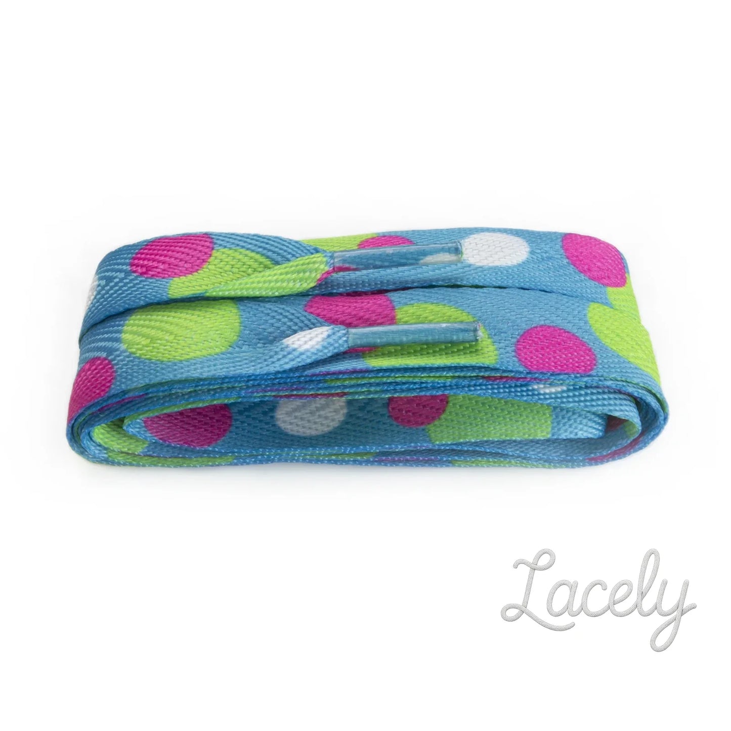 Fashion Blue Multi Spot Wide Laces 1 pair - 100cm