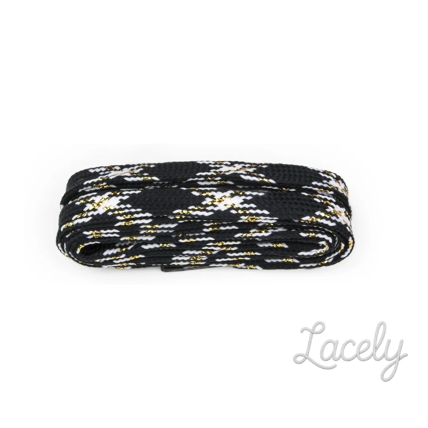 Glitter Black/White/Gold Checked Lace 100cm