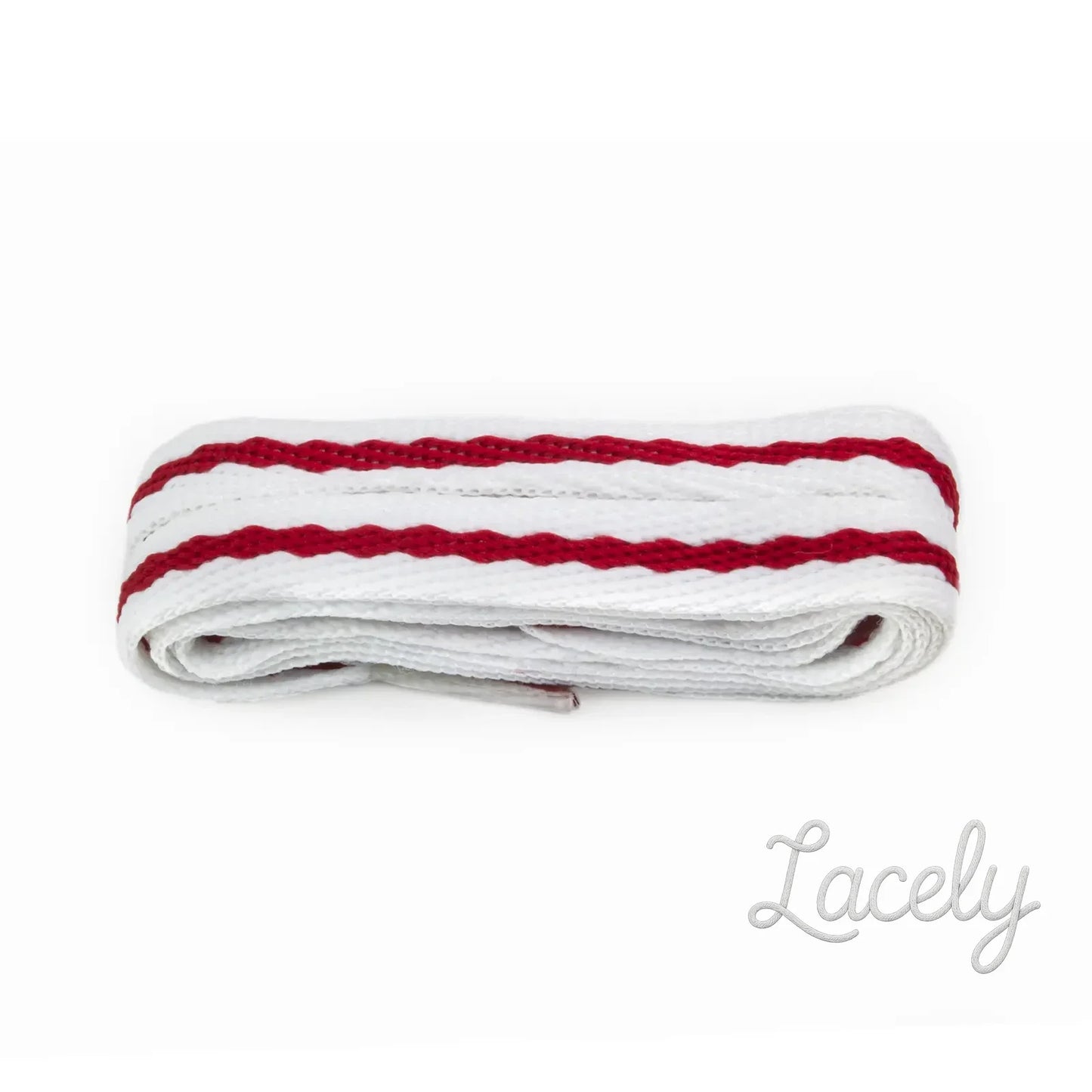 Stripey Flat White/Red Laces 1 pair - 100cm
