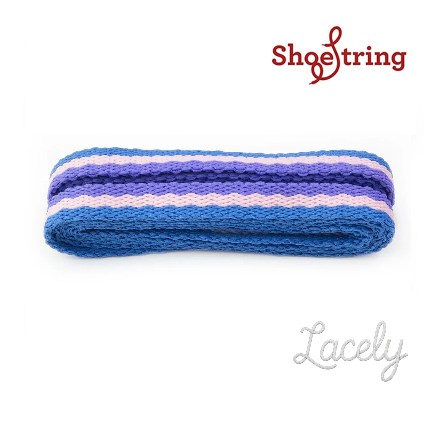 Stripey Flat Lilac/Pink/Blue Laces 1 pair - 100cm