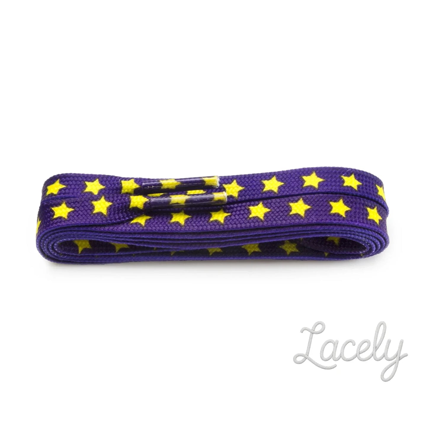 Fashion Purple Yellow Stars Laces 1 pair - 100cm