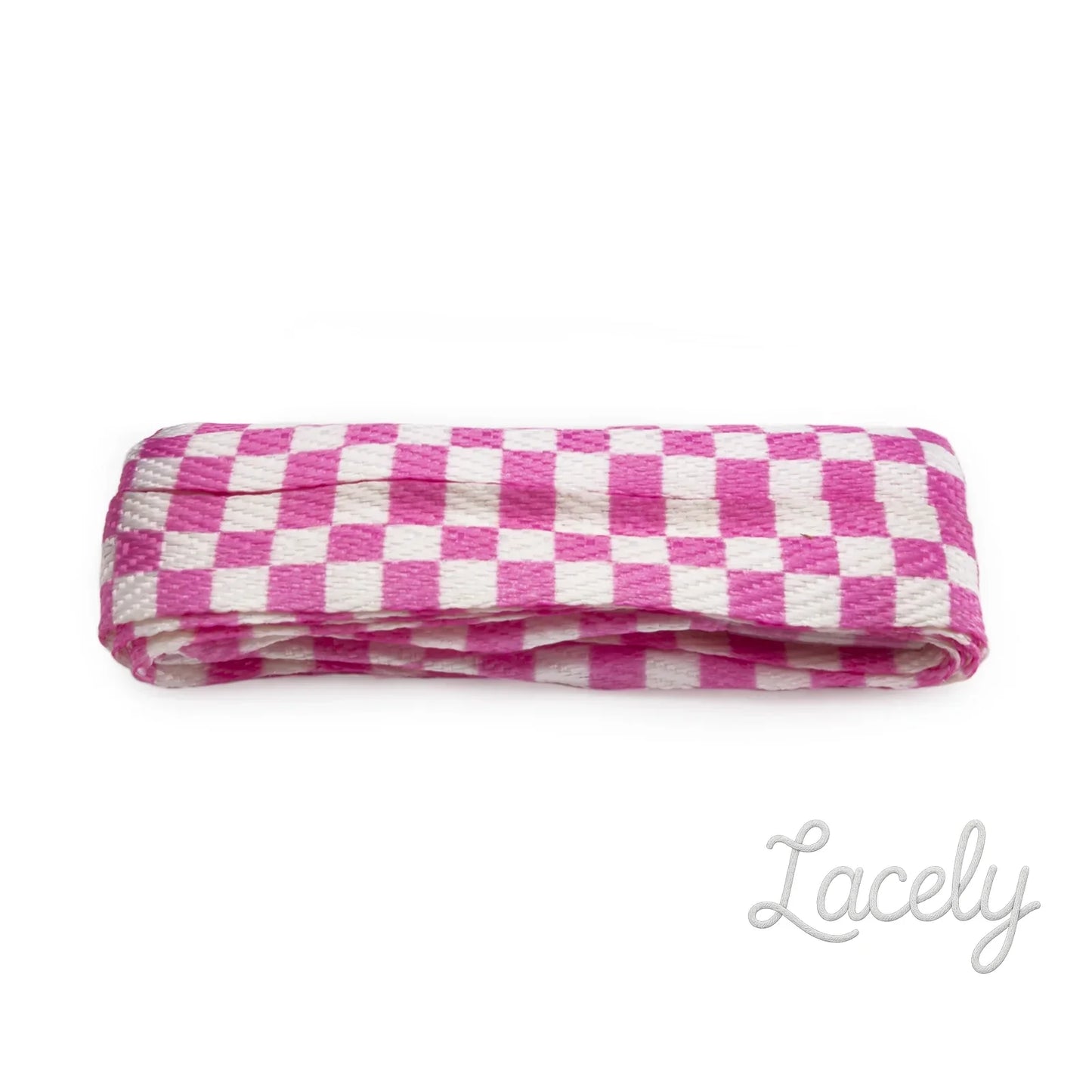 Fashion Pink/White Checkerboard Wide Laces 1 pair - 114cm