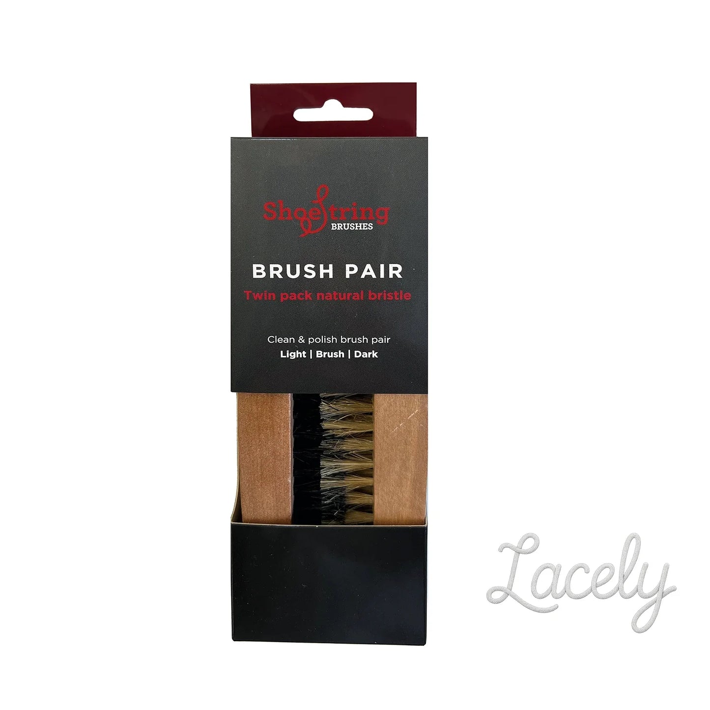 Shoe String Brushes Pair Pure Bristles Light and Dark