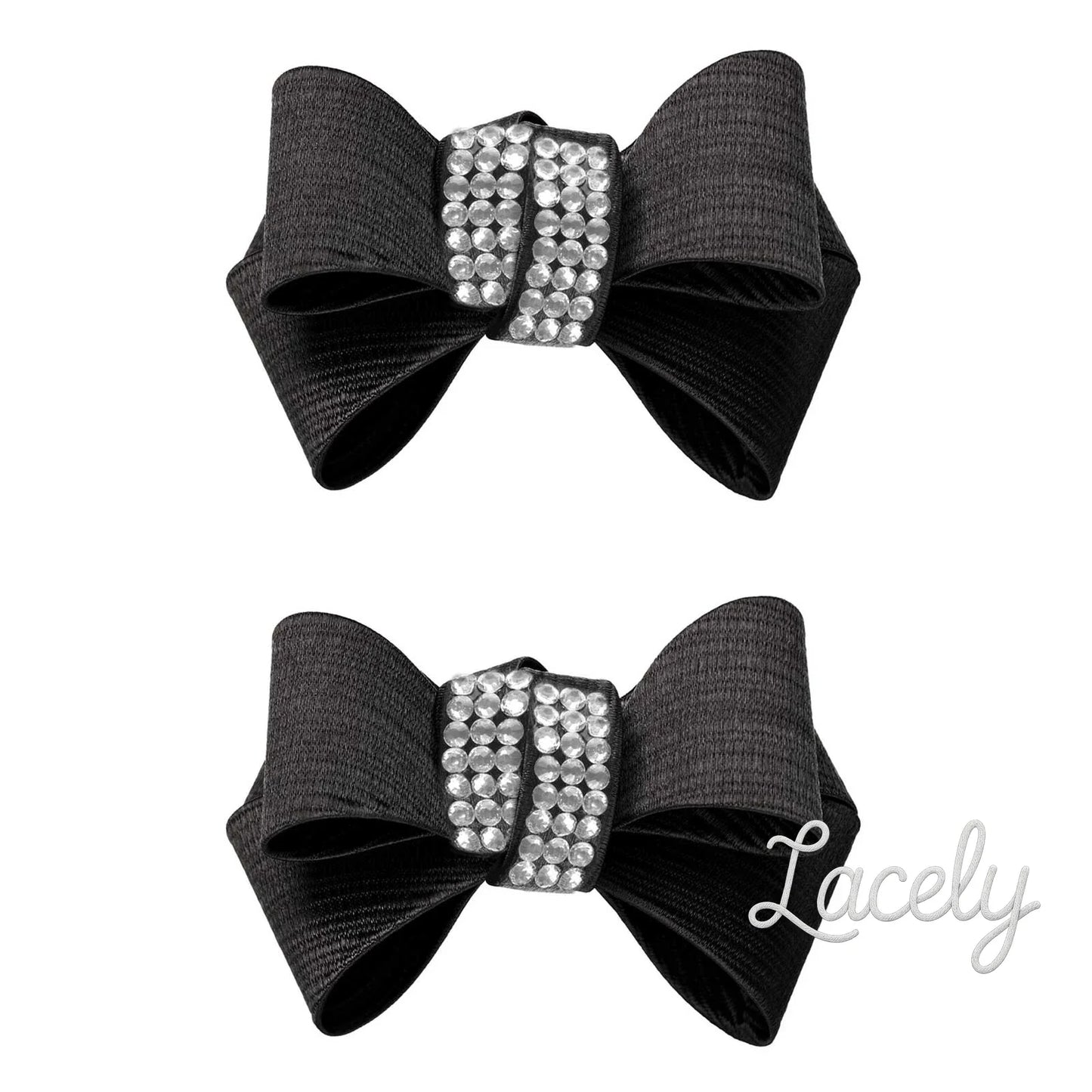 Shoe Clips Textured Bow Crystal Centre