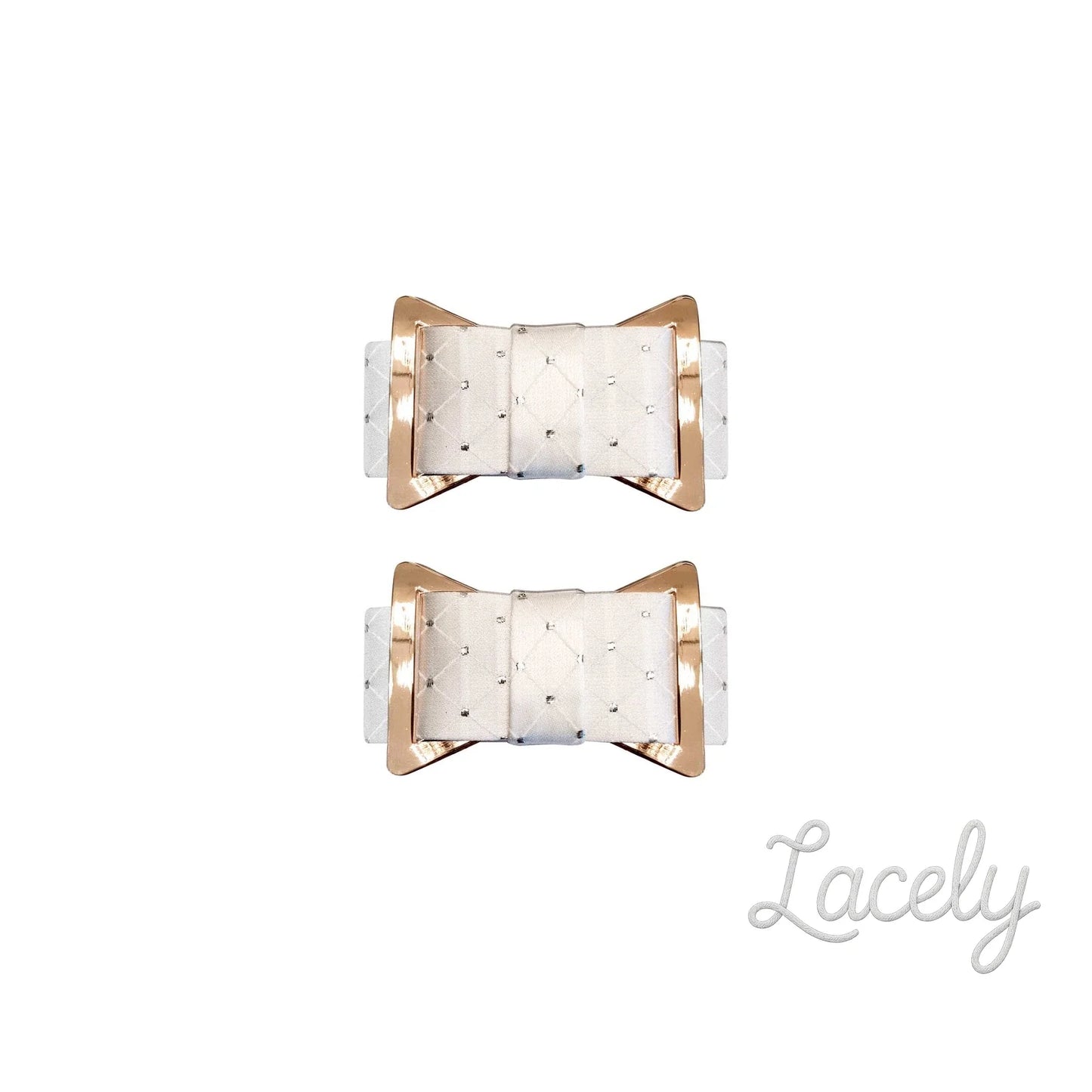 Shoe Clips White Diamond Print Tuxedo Bow