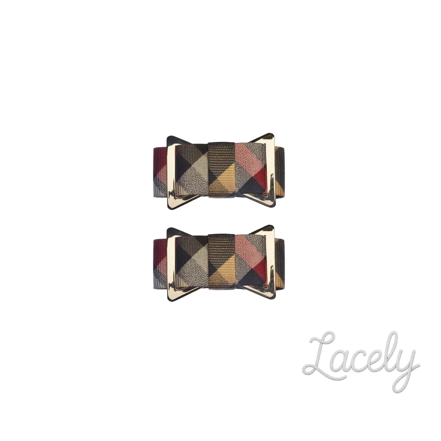 Shoe Clips Red Plaid Tuxedo Bow