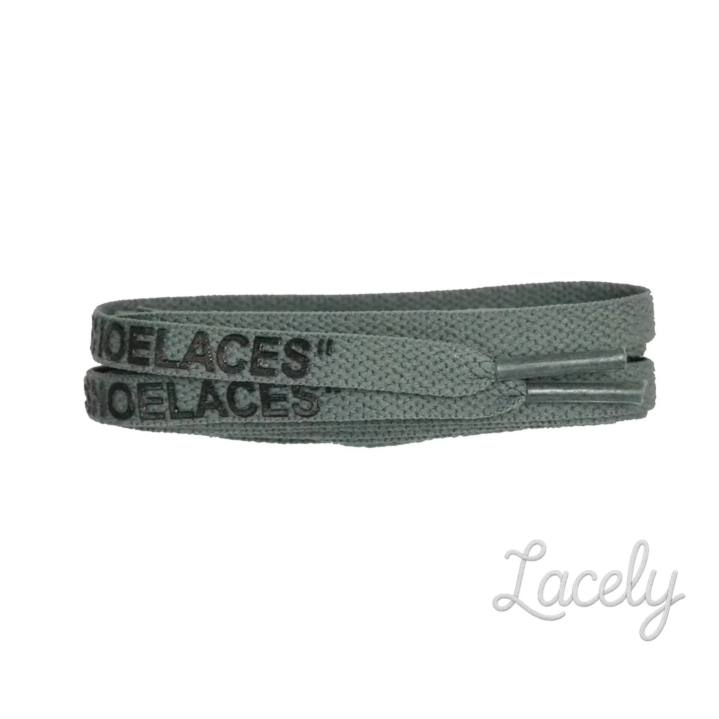 Grey Flat "SHOE LACE" Print Laces - 120cm