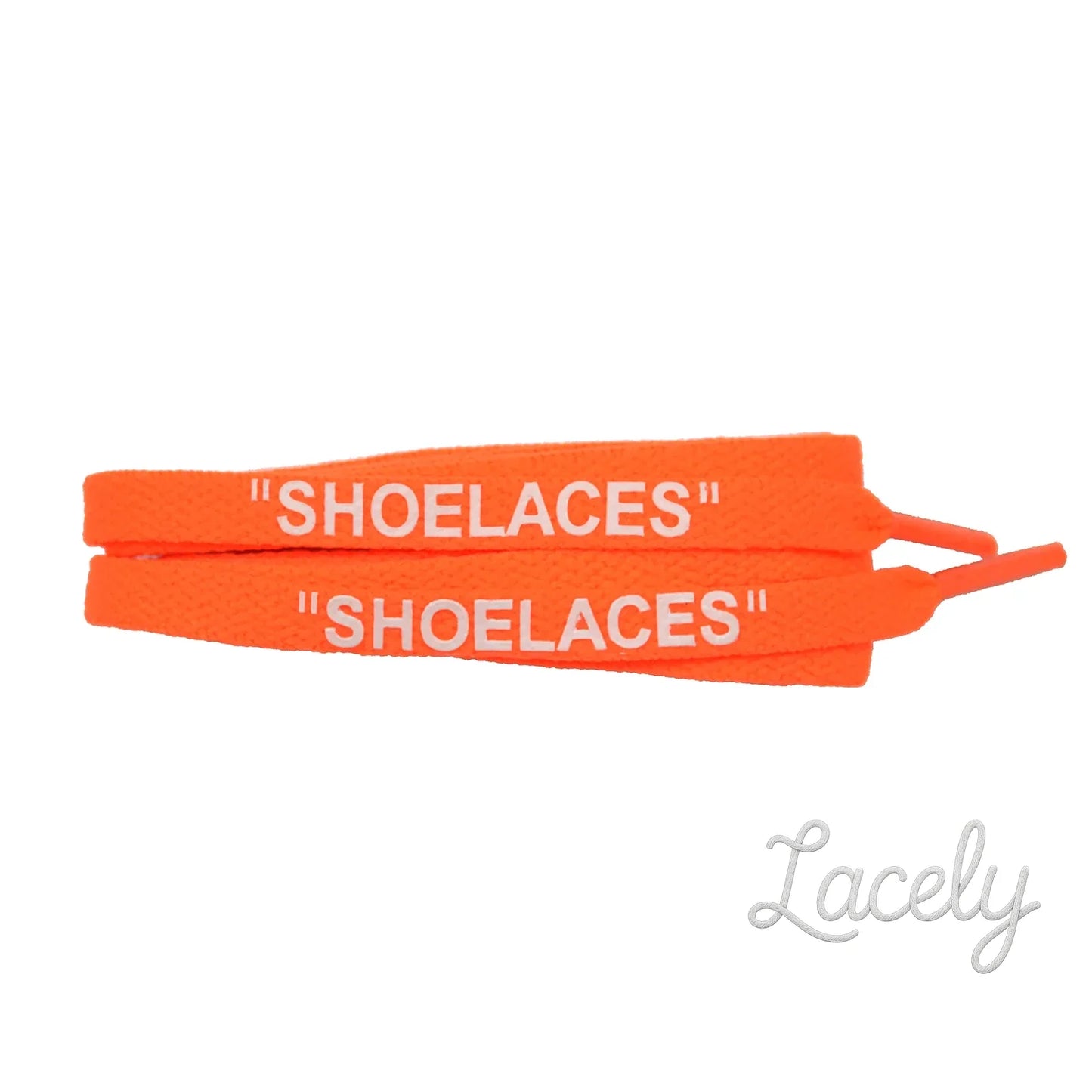 Neon Orange Flat "SHOE LACE" Print Laces - 120cm
