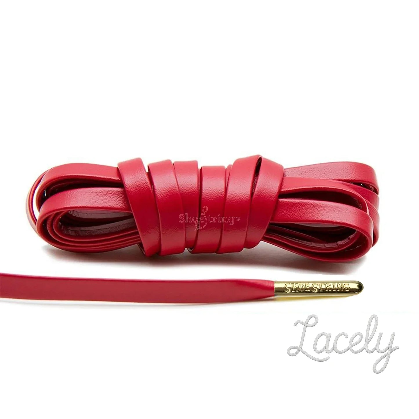 Red Leather Laces With Gold Aglets - 120cm