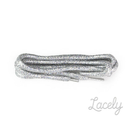 Glitter Silver Round Laces - 120cm