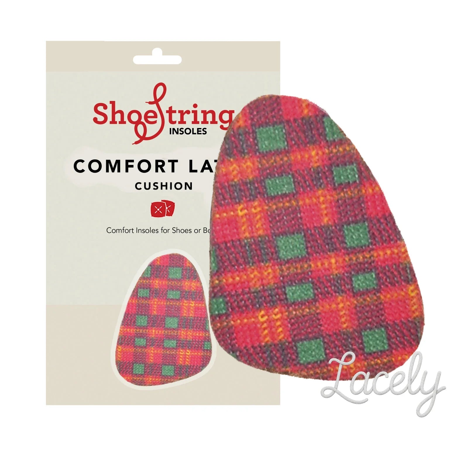 Shoe String Insoles Red Tartan Half Soles