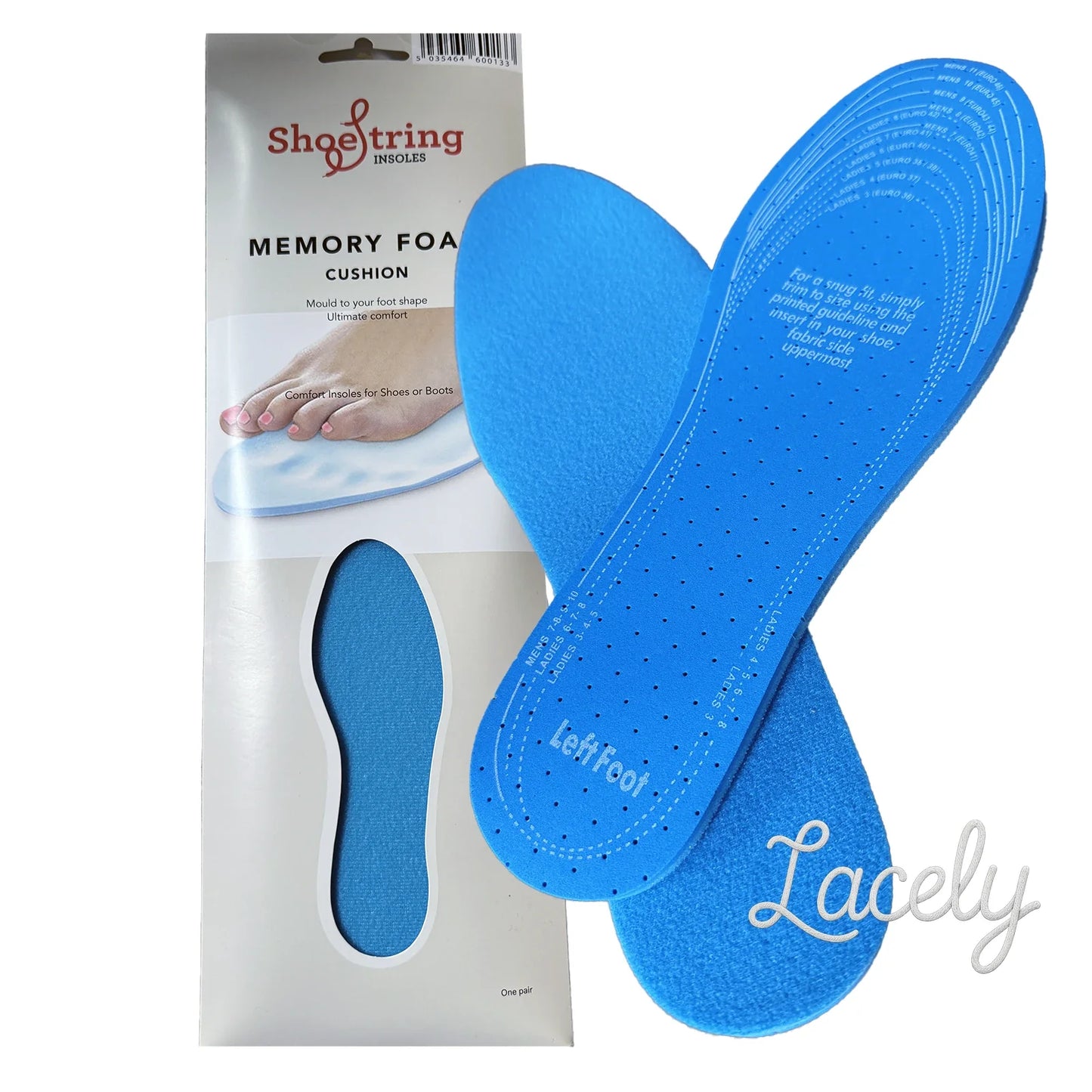 ShoeString Adults Cork Cut to Fit Insoles - Memory Foam