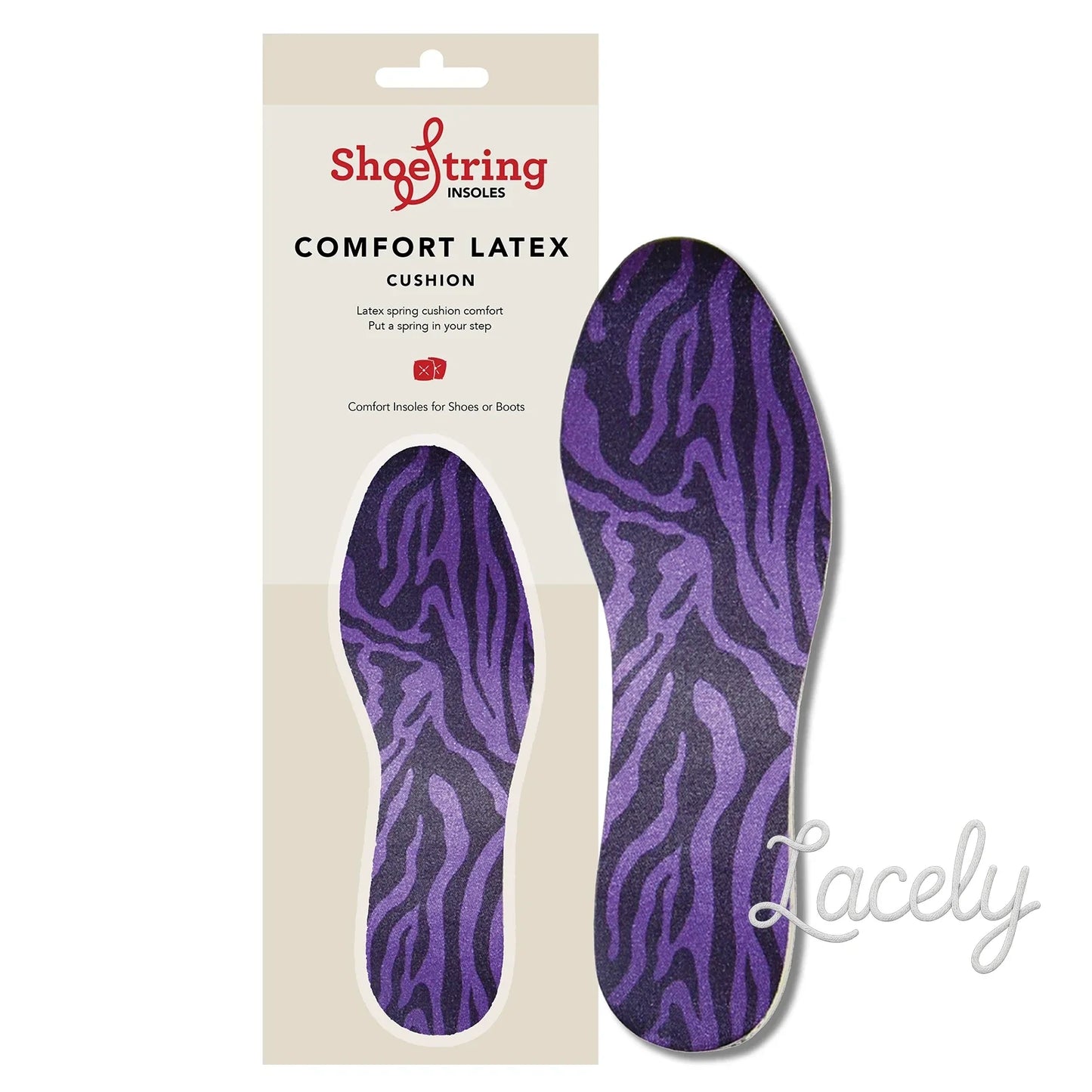 ShoeString Adults Cork Cut to Fit Insoles - Zebra Purple/Black