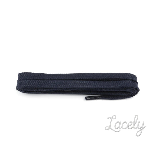 Navy Waxed Lace 5mm Flat Laces
