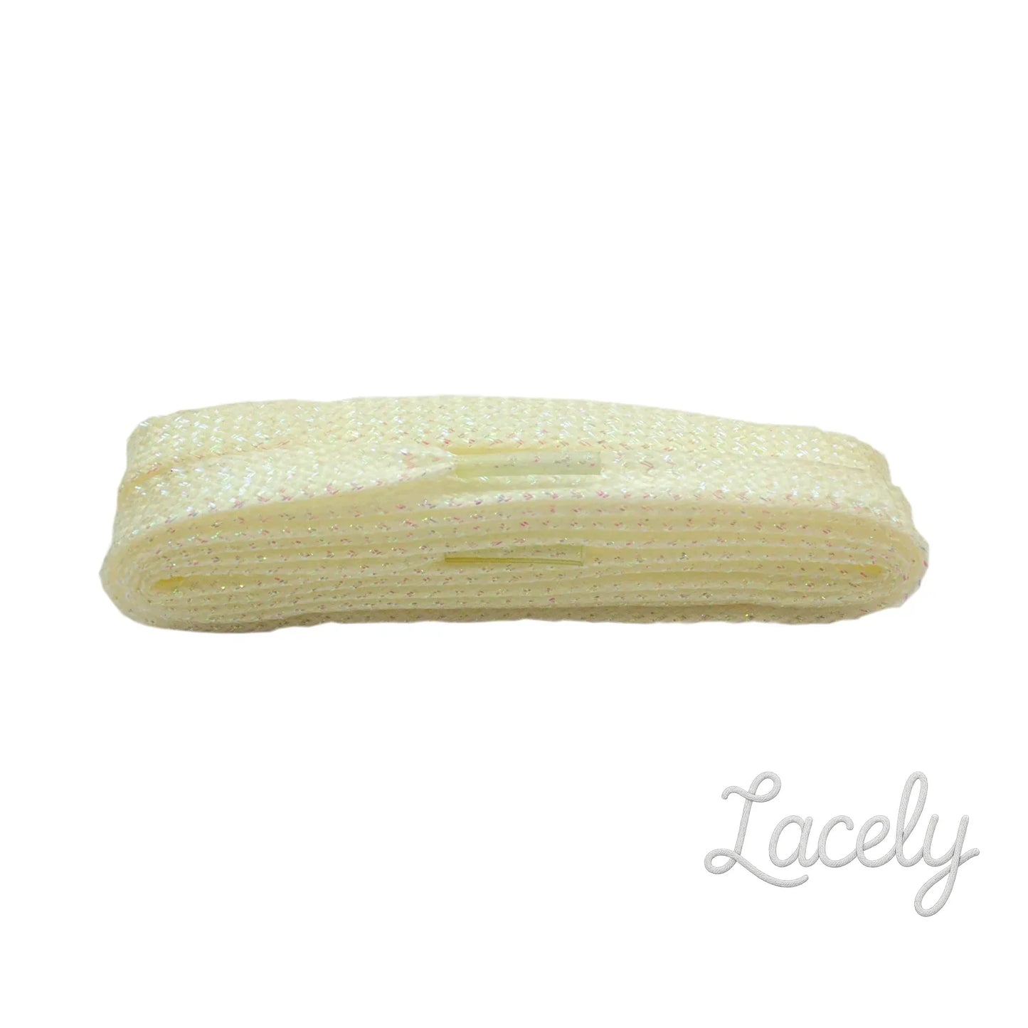 Glitter White Pearl Flat Laces 1 pair - 100cm