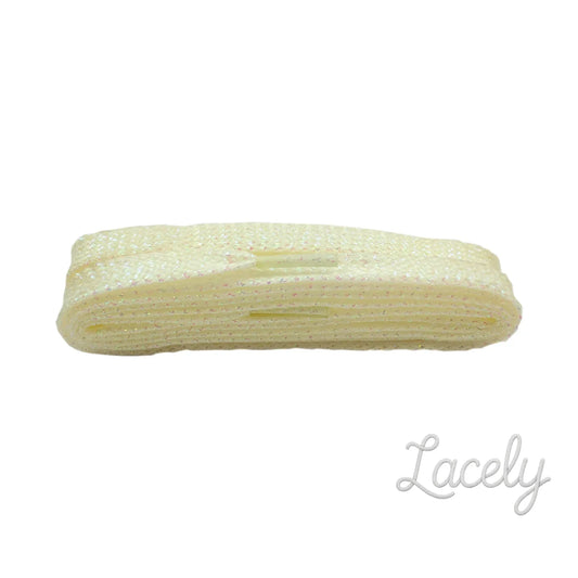 Glitter White Pearl Flat Laces 1 pair - 100cm