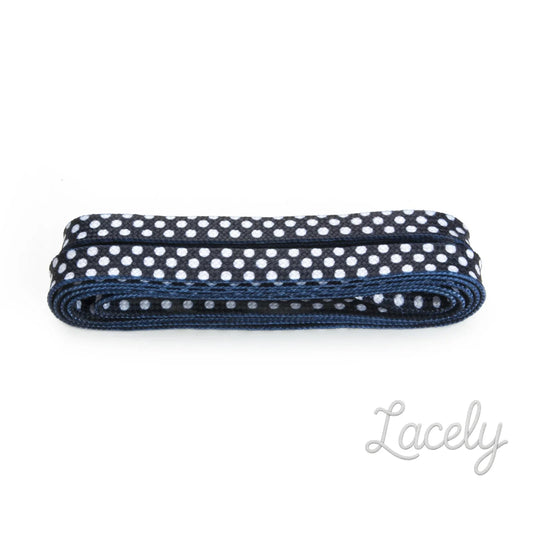 Fashion Navy & White Spot Laces 1 pair - 100cm