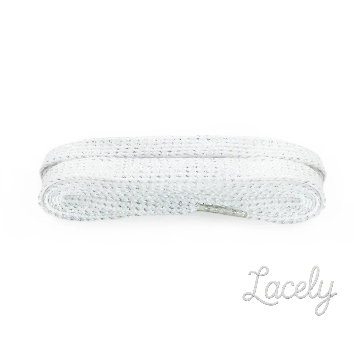Glitter White/Silver Flat Laces 1 pair - 100cm