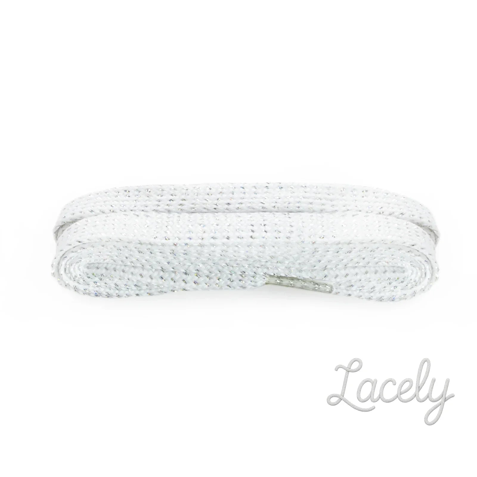 Glitter White/Silver Flat Laces 1 pair - 100cm
