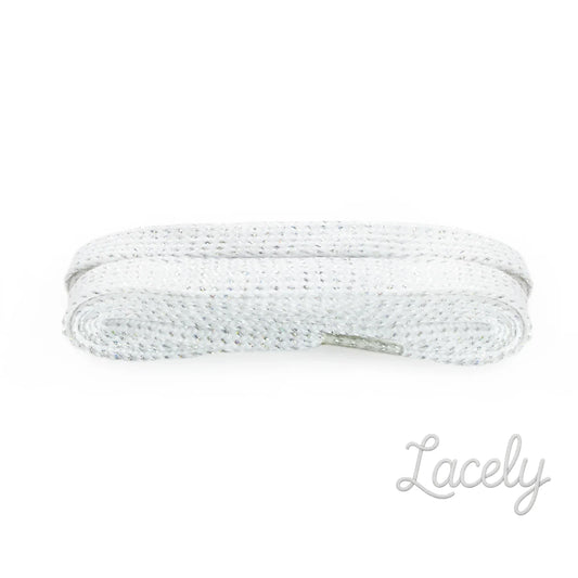 Glitter White/Silver Flat Laces 1 pair - 100cm