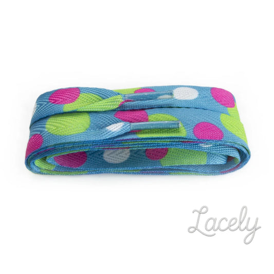 Fashion Blue Multi Spot Wide Laces 1 pair - 100cm