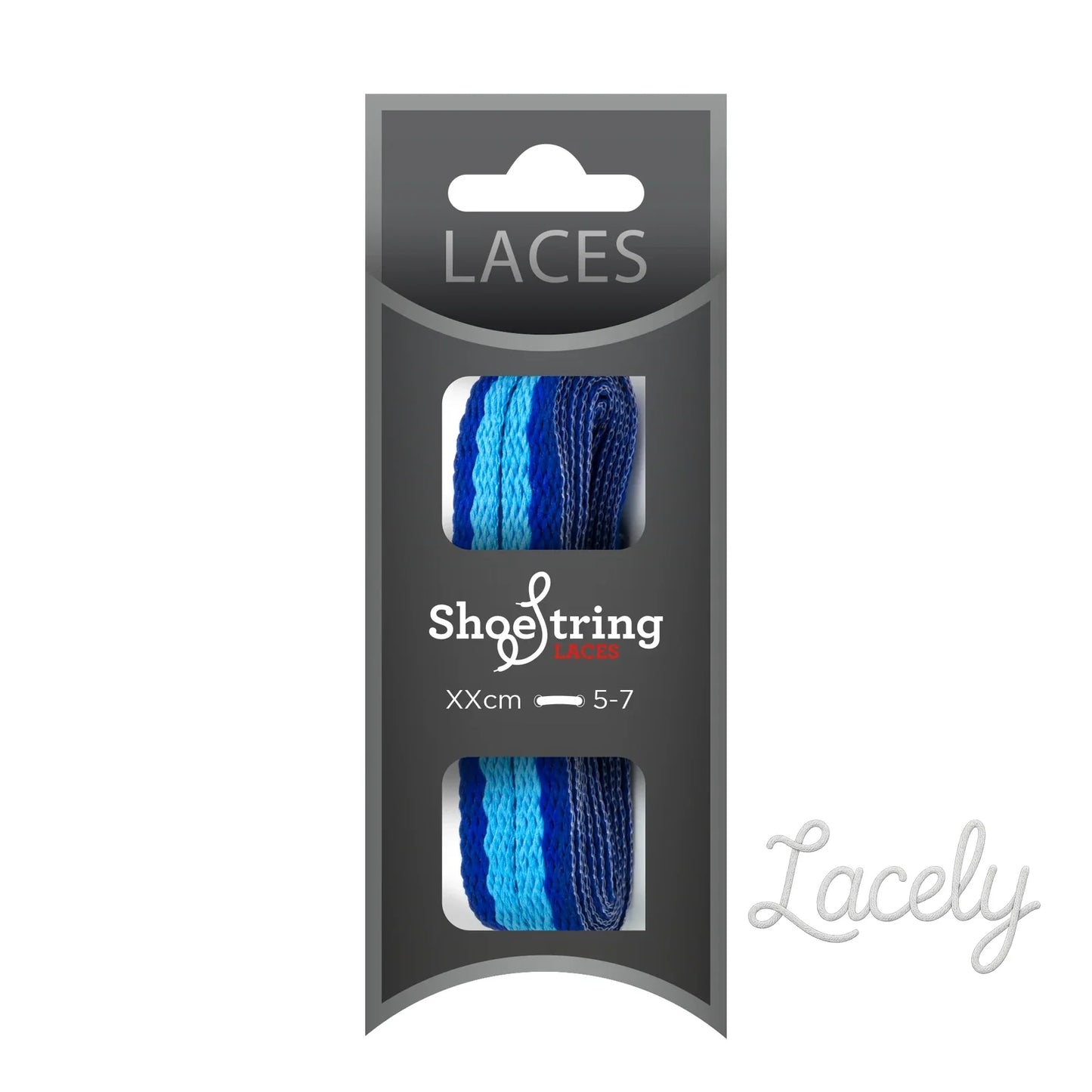 Stripey Flat Blue/Navy Laces 1 pair - 100cm