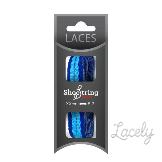 Stripey Flat Blue/Navy Laces 1 pair - 100cm