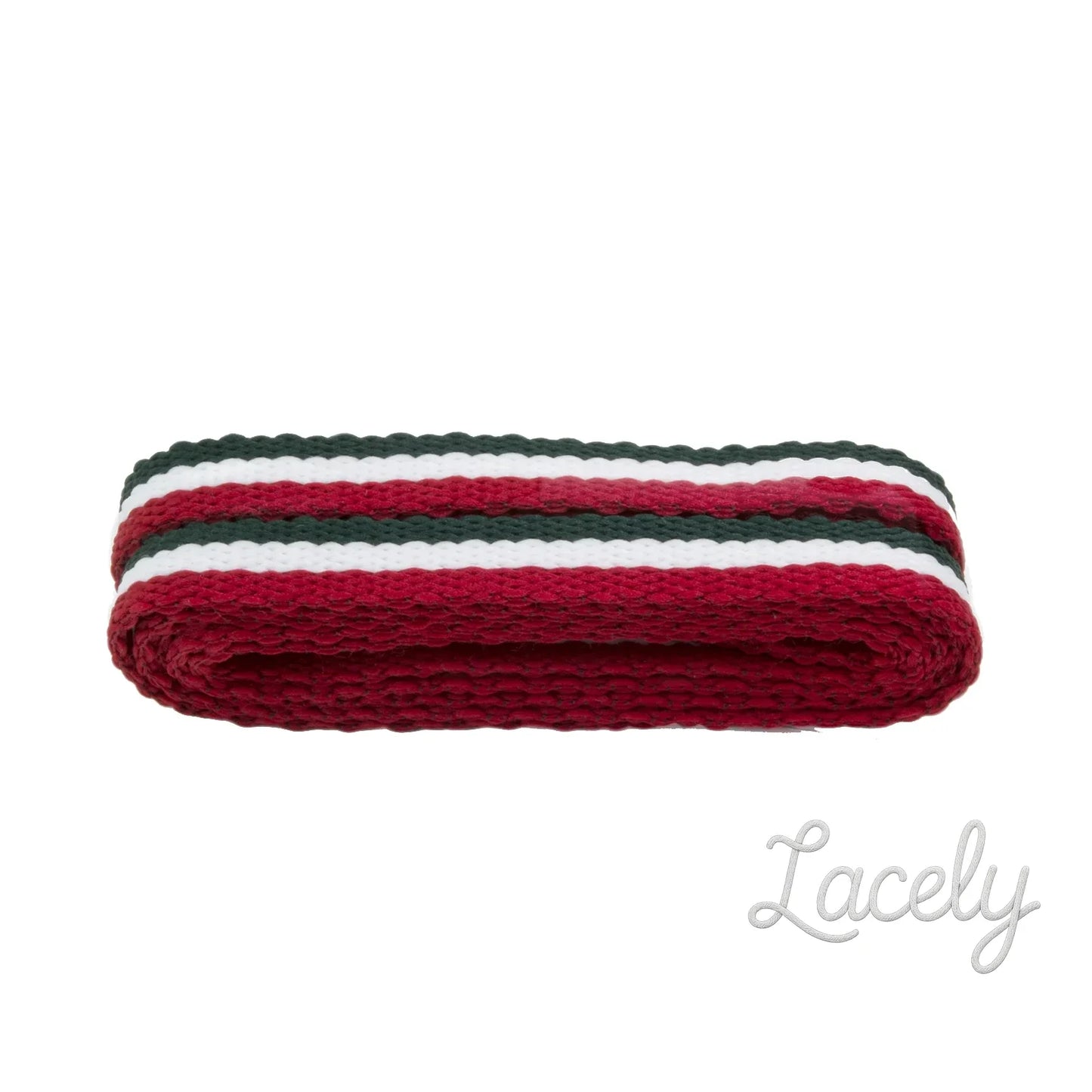 Stripey Flat Red/White/Green Laces 1 pair - 100cm
