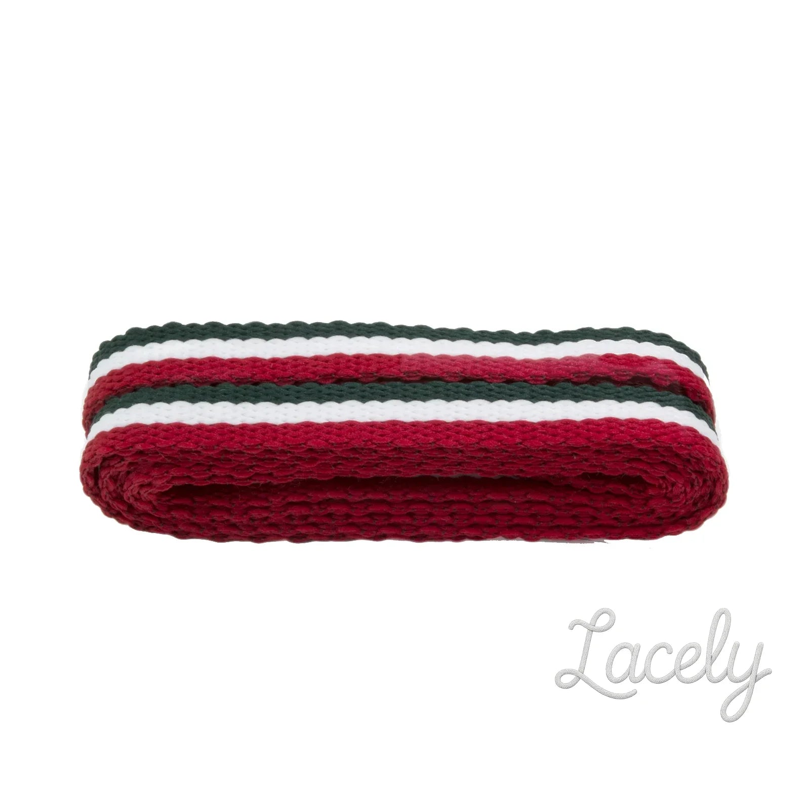 Stripey Flat Red/White/Green Laces 1 pair - 100cm