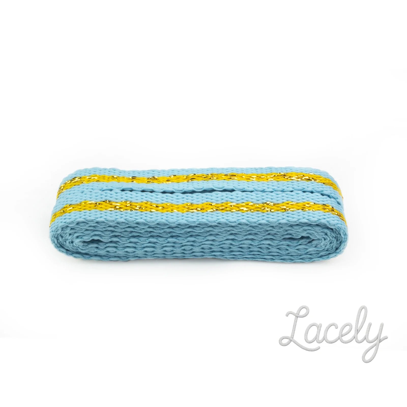 Stripey Flat Turquoise/Gold Laces 1 pair - 100cm