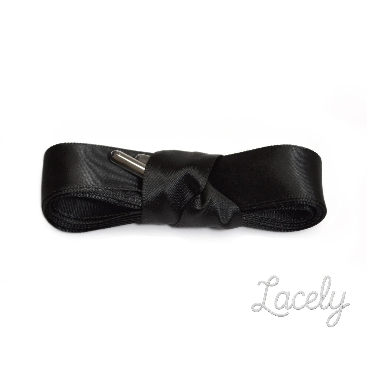 Ribbon Black Satin laces Metal Aglet Laces - 120cm