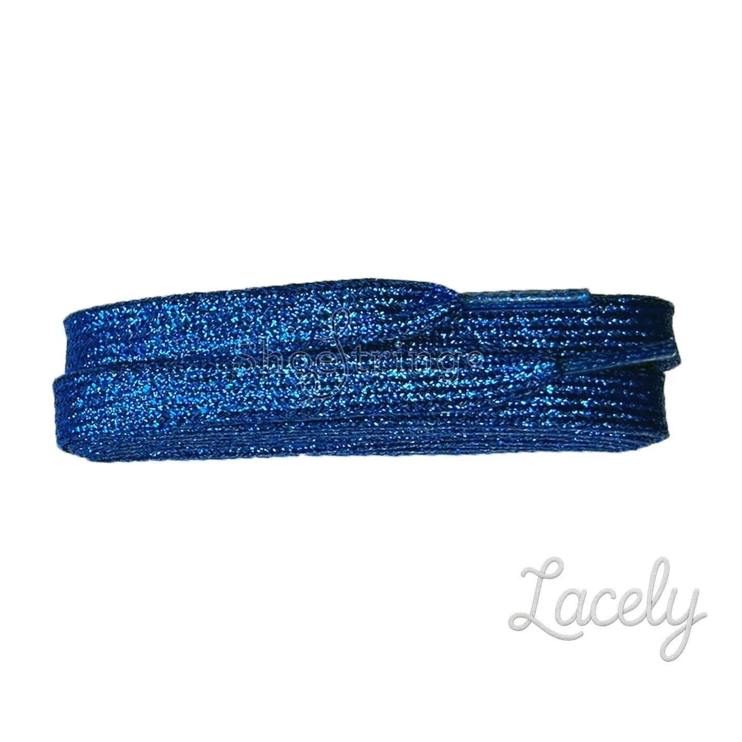 Glitter Blue Flat Laces 1 pair - 120cm