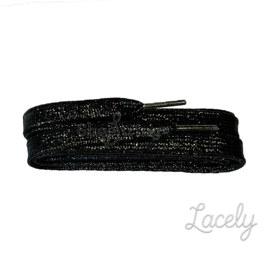 Glitter Black Flat Laces 1 pair - 120cm