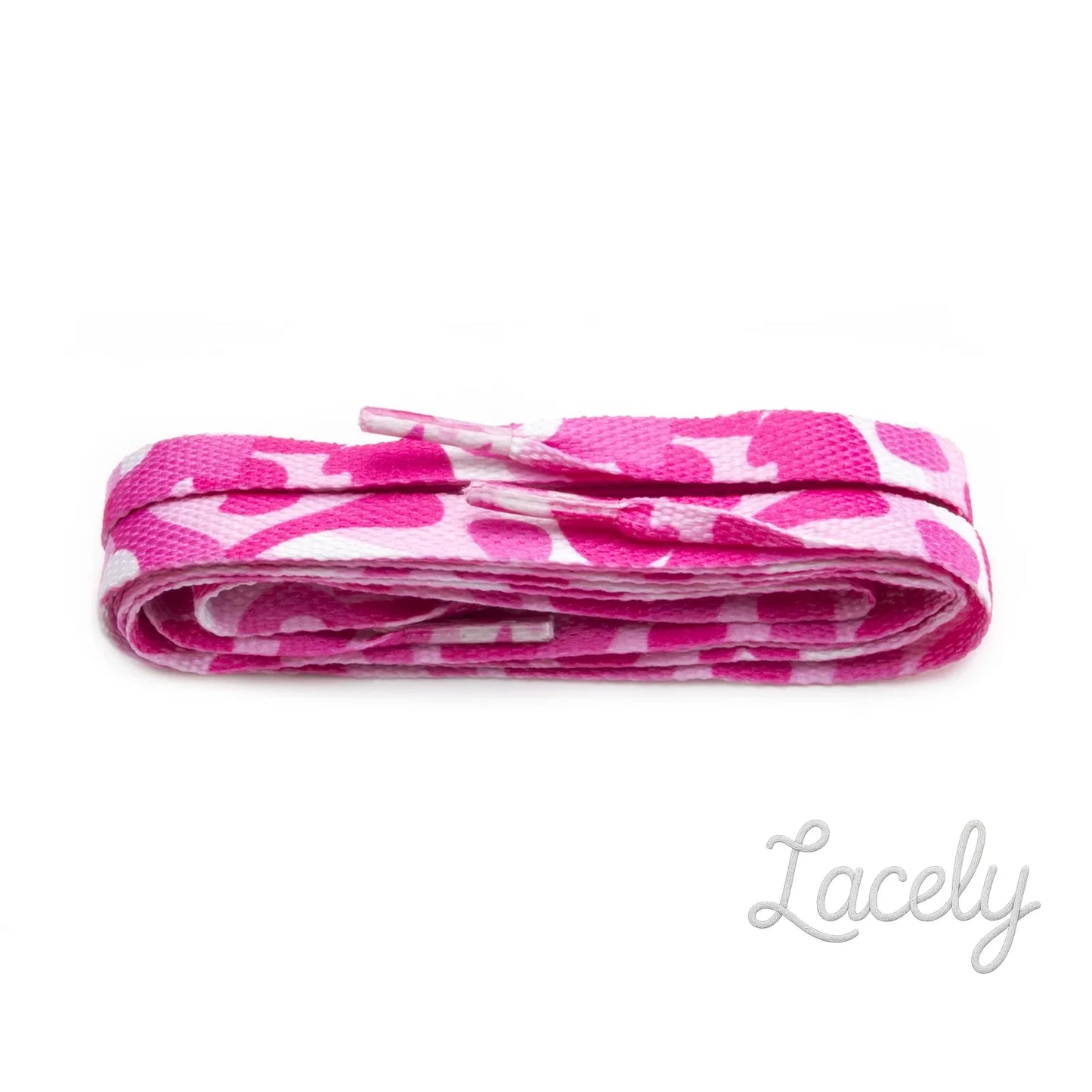 Fashion Pink Camo Fashion Narrow Laces 1 pair - 114cm
