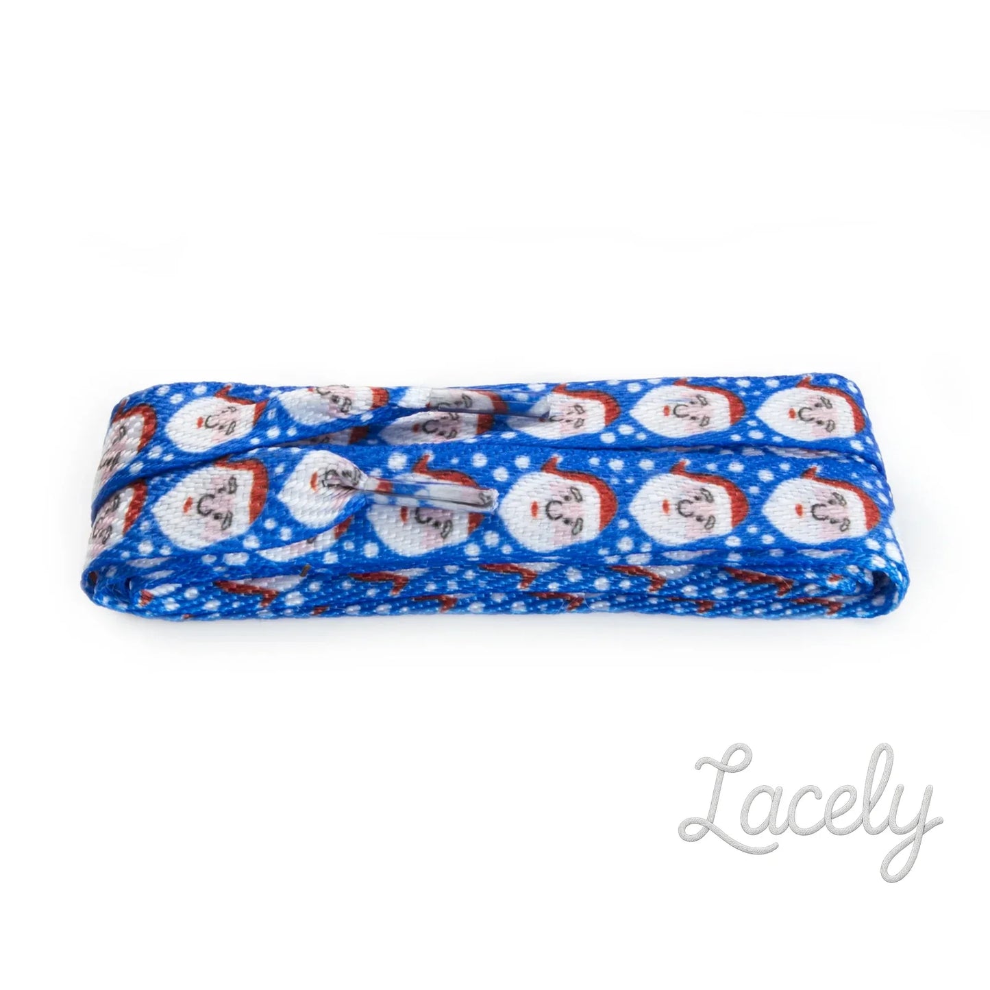 Fashion Christmas Blue Santa Wide Flat Laces 1 pair - 90cm
