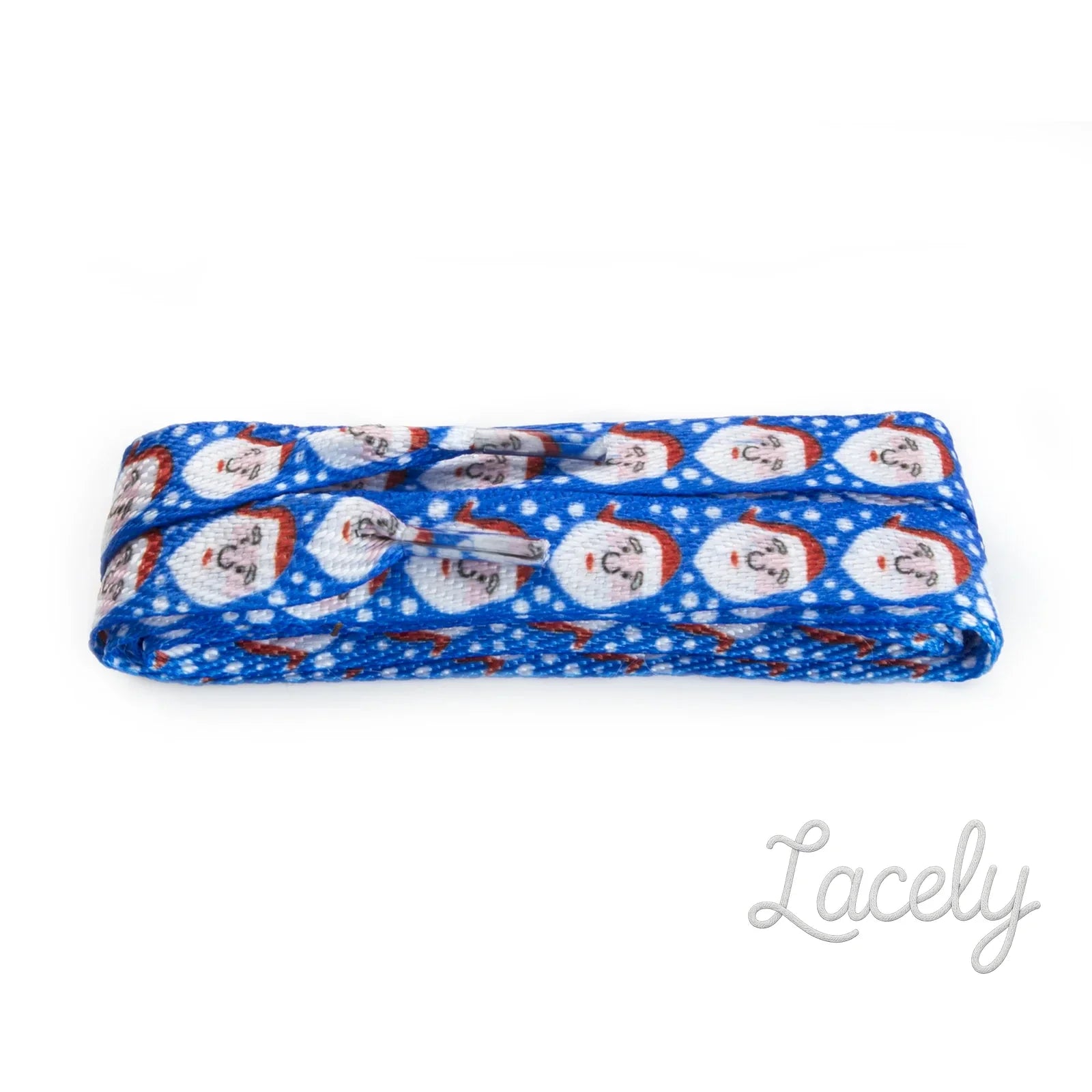 Fashion Christmas Blue Santa Wide Flat Laces 1 pair - 90cm