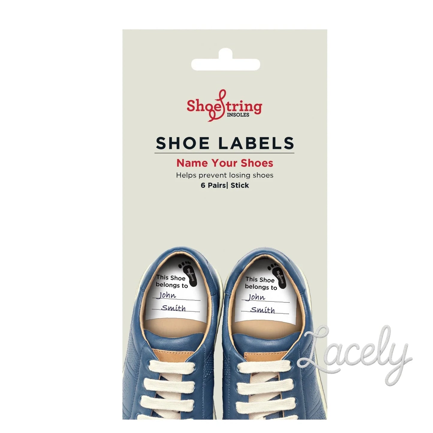 Shoe String Shoe Labels Pack of 6 pairs