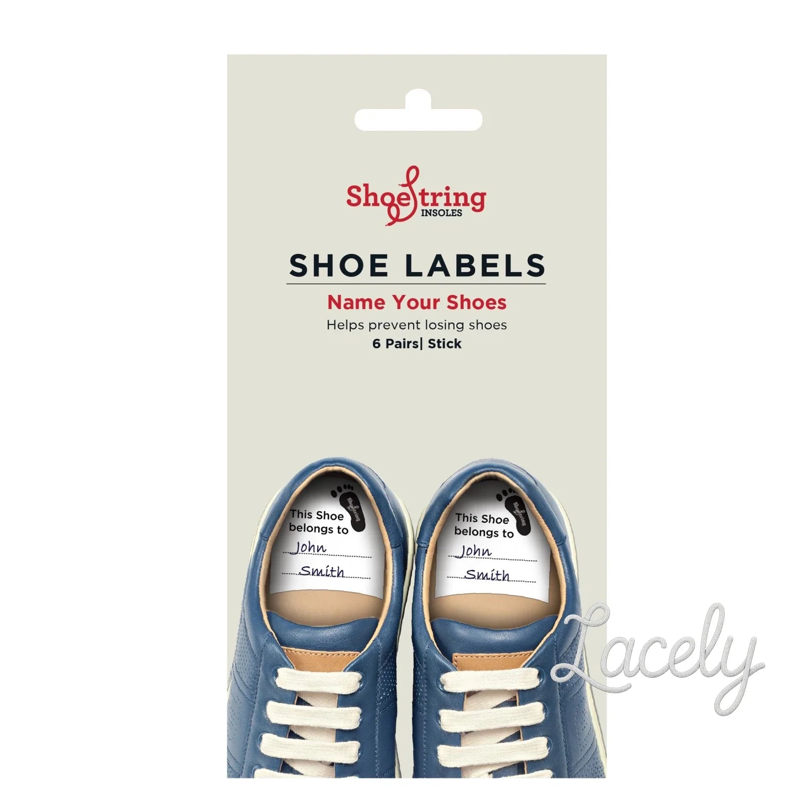 Shoe String Shoe Labels Pack of 6 pairs