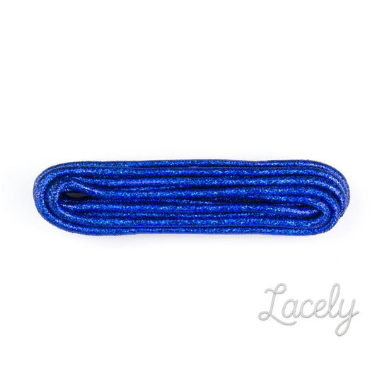 Glitter Blue Round Laces 1 pair - 140cm