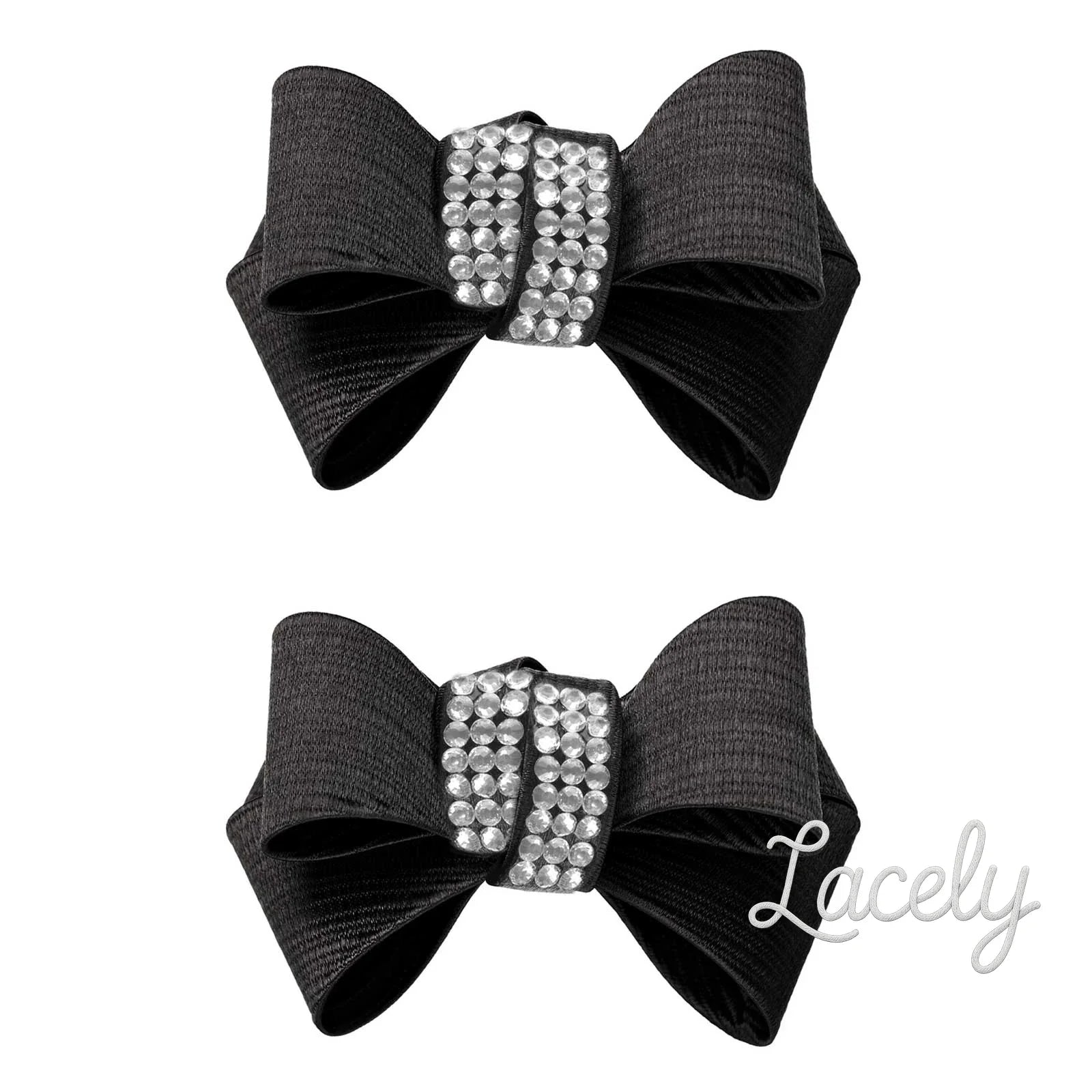 Shoe Clips Textured Bow Crystal Centre