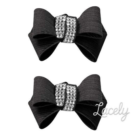 Shoe Clips Textured Bow Crystal Centre