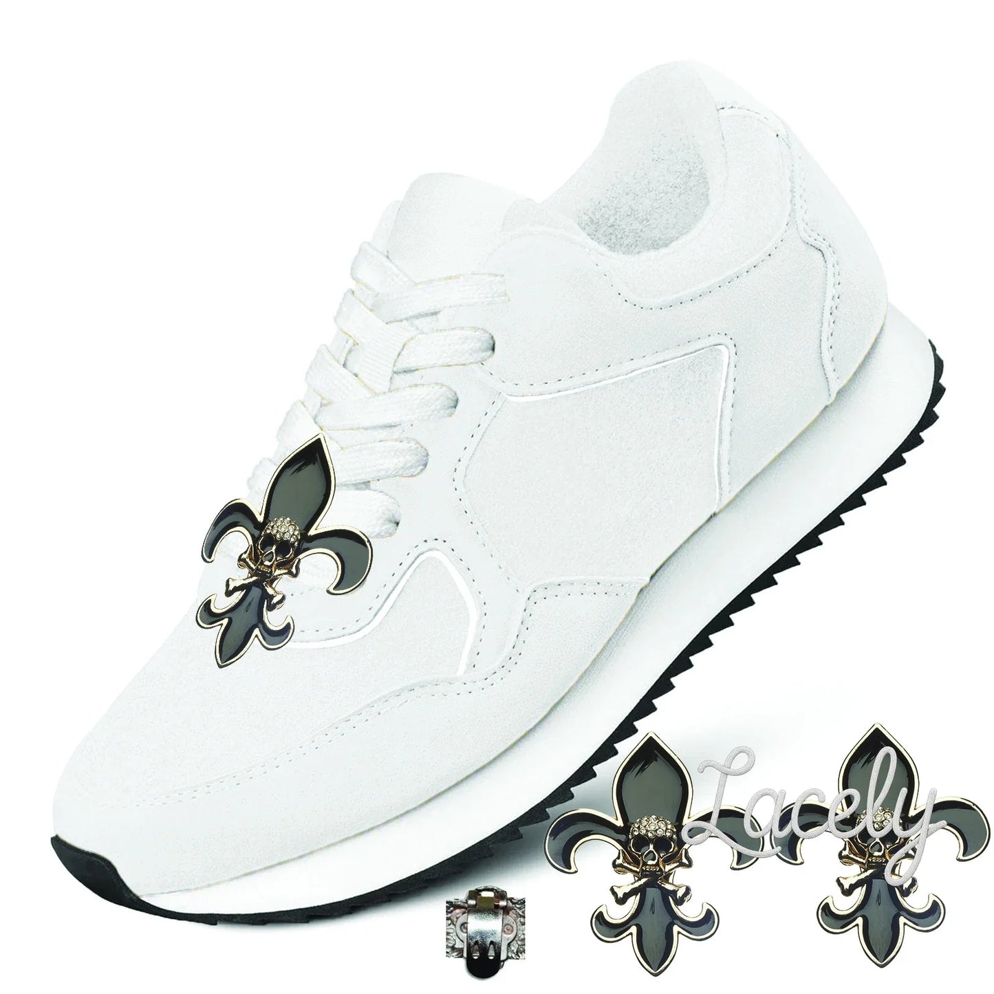 Shoe Clips Skull Fleur De Lis