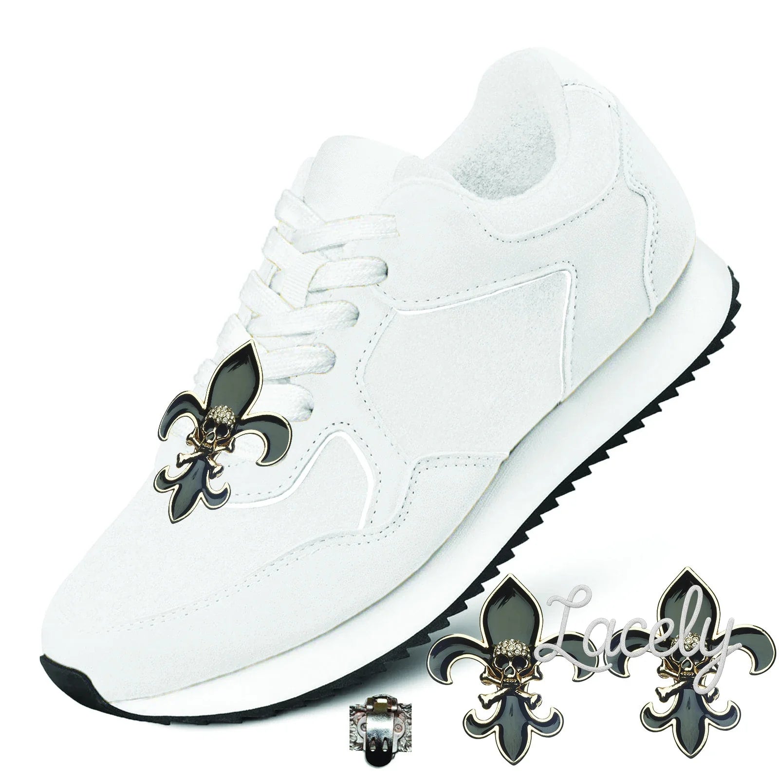 Shoe Clips Skull Fleur De Lis