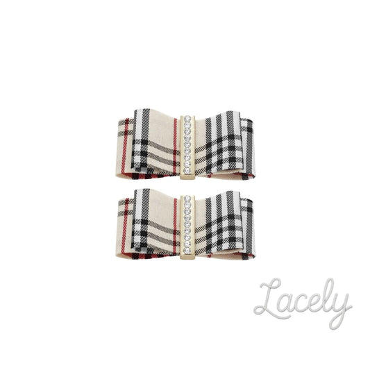 Shoe Clips Plaid Bow