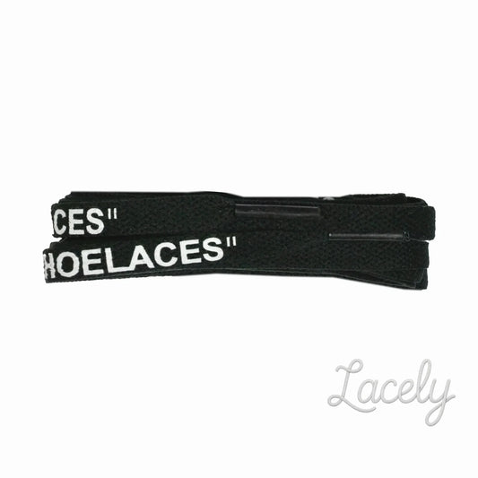 Black Flat "SHOE LACE" Print Laces - 120cm