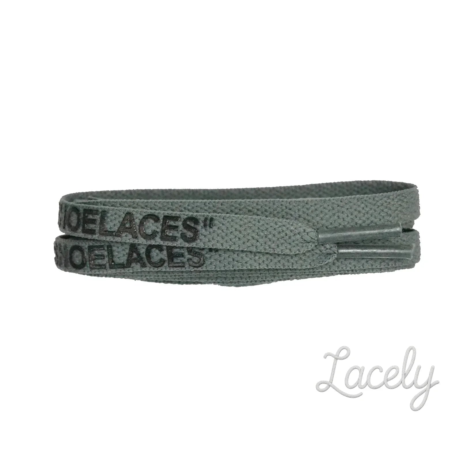 Grey Flat "SHOE LACE" Print Laces - 120cm
