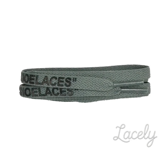 Grey Flat "SHOE LACE" Print Laces - 120cm