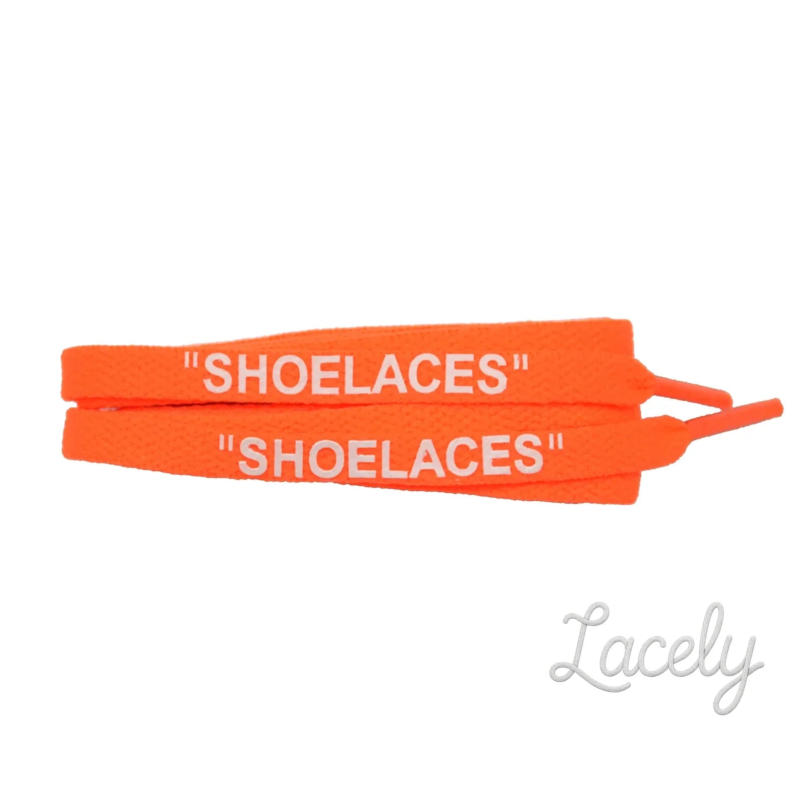 Neon Orange Flat "SHOE LACE" Print Laces - 120cm