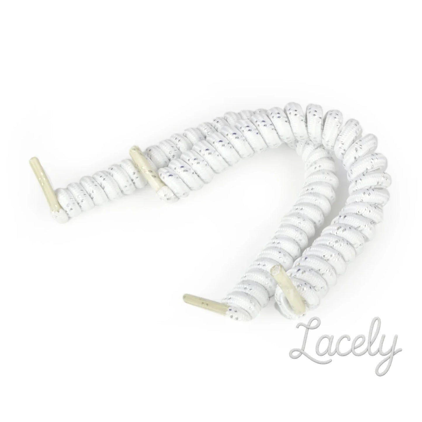 Vizi Coil White/Silver Self-Tying Elastic Laces fits all